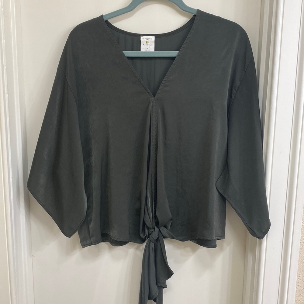 Green Silk Tie Shirt